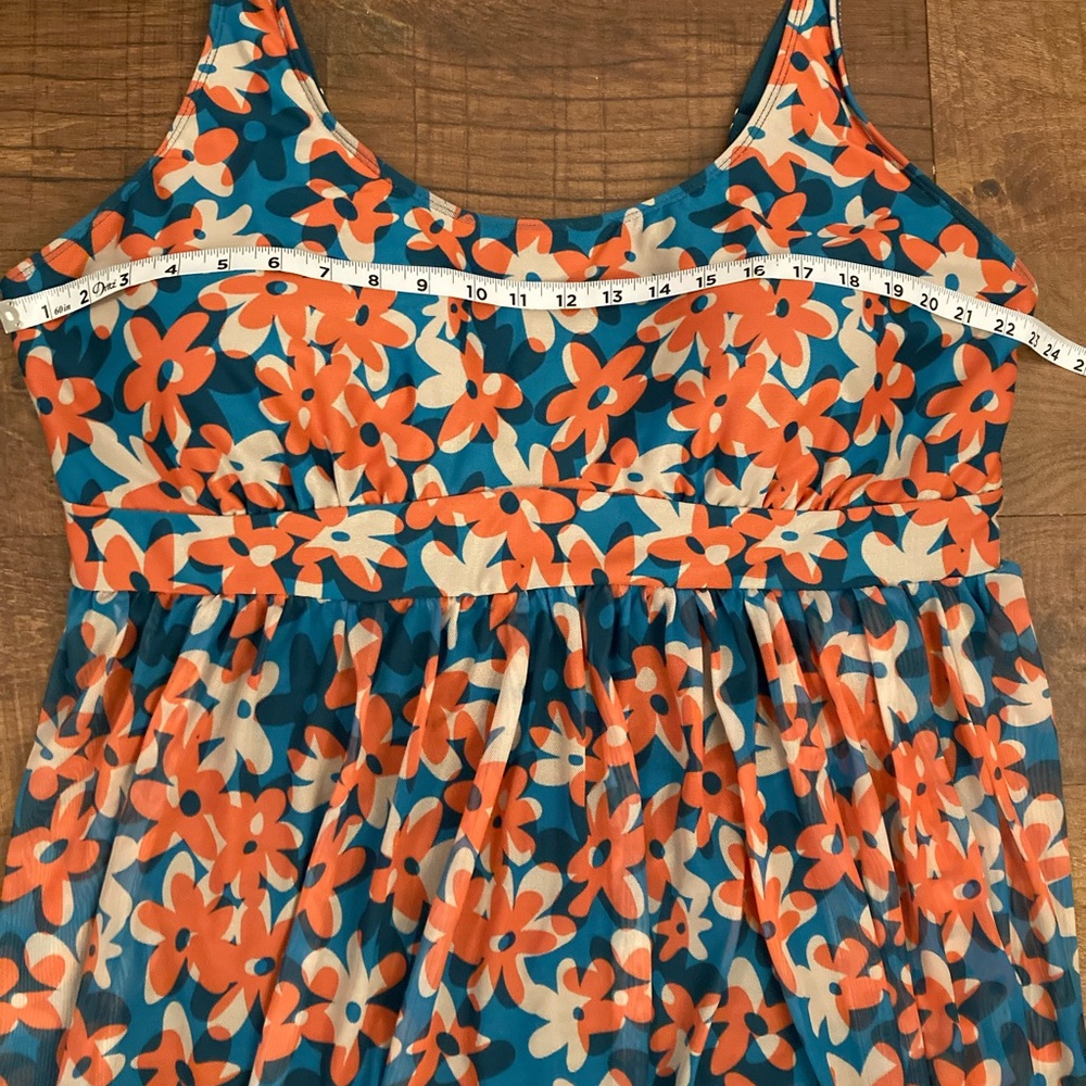 BloomChic NWT Floral Swim Dress in Teal/Coral/White Women’s Plus 26 - Picture 11 of 13